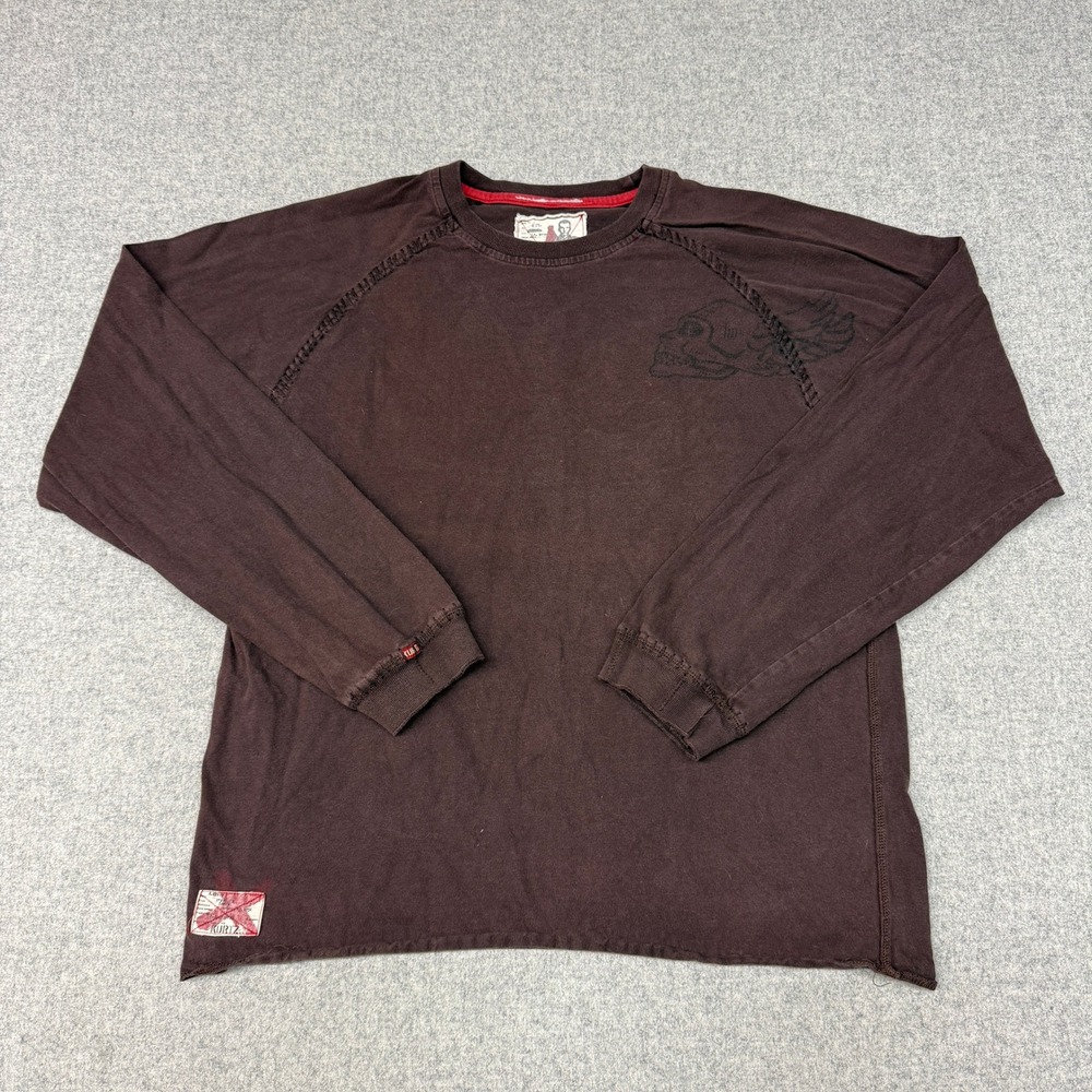 A. Kurtz | Long Sleeve Graphic T-Shirt | XL | Brown | Skull Venice CA Applique